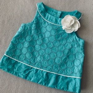 JANIE AND JACK Aqua blue Floral Top